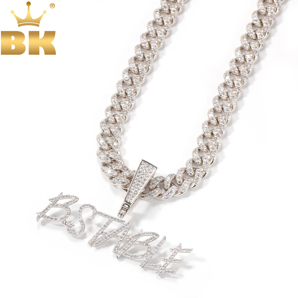 Cuban Link Chain 12Mm - TBTK заказной кулон с надписью Curisve,