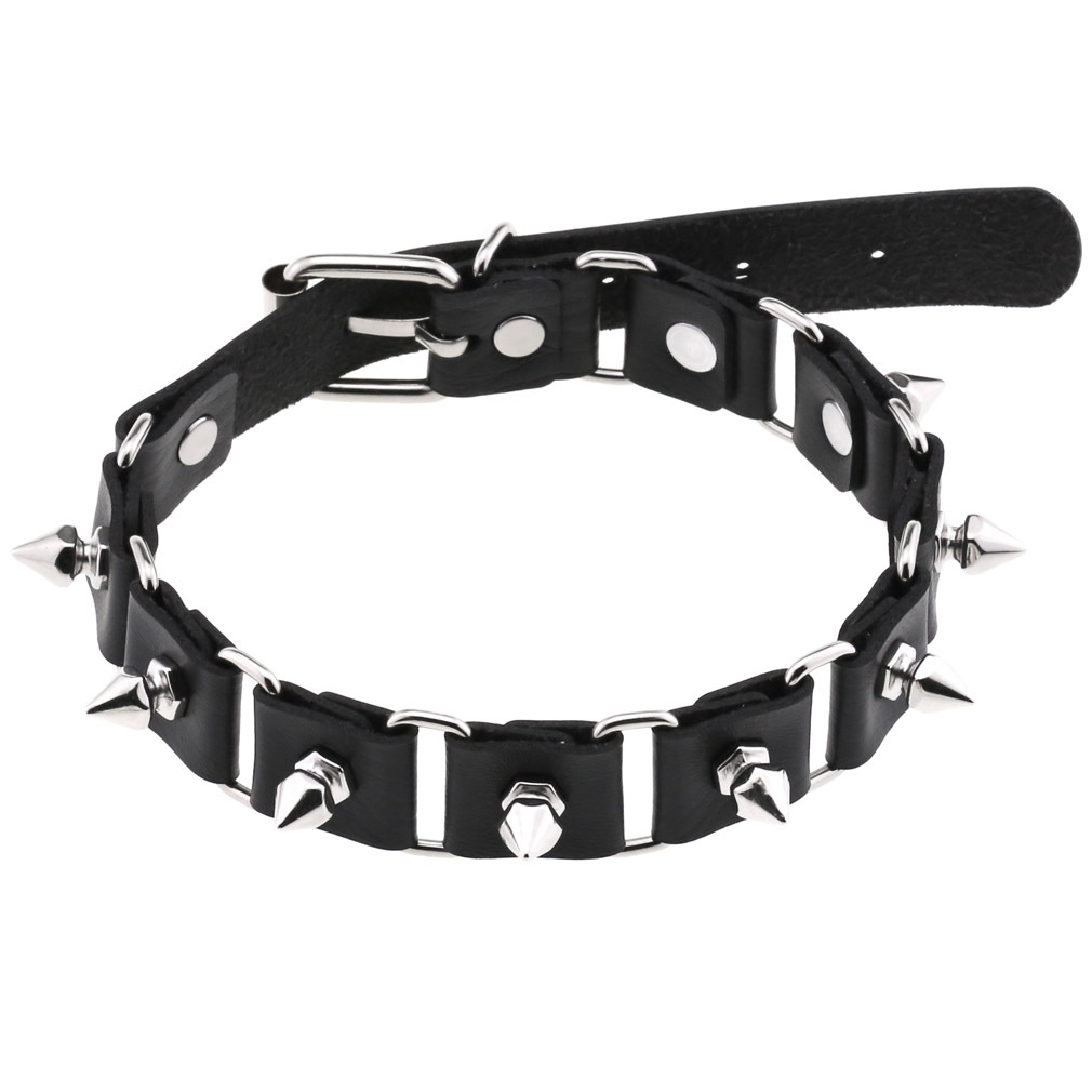 Черные кожаные ожерелья-чокер  – обзор и цена Goth Punk Spike Choker