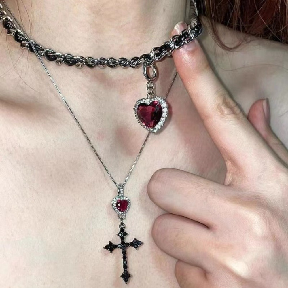 Кулон в стиле панк-гранж с кра – обзор и цена Layered Pendant Necklace Aesthetic