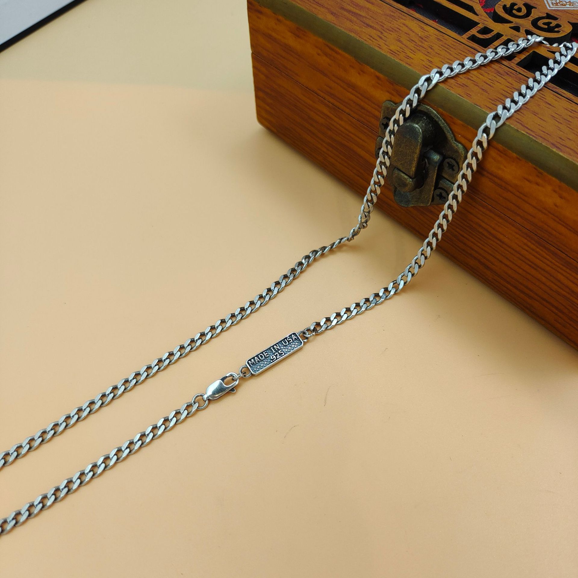 Модная цепочка-подвеска из сте – обзор и цена 925 Sterling Silver Chain Necklace Men